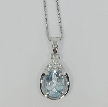 C Sterling Silver Sky Blue Topaz Ring, Pendant or Earring - March